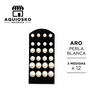 Aro Perla Blanca 3 Medidas x 12