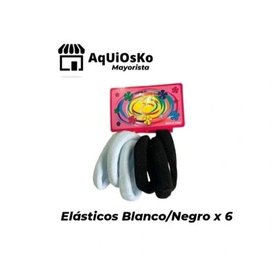 Elastico Grande Blanco/Negro x 6