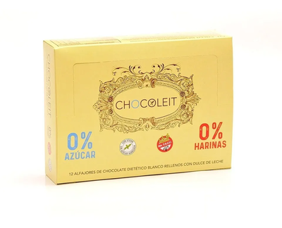 Caja De 12 Alfajores Chocoleit Blanco Sin Azúcar Diabetos 