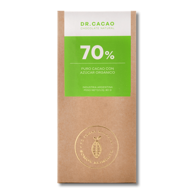 Dr Cacao 70% Puro Cacao con Azúcar Orgánico (80g)