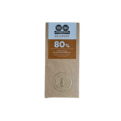 Dr Cacao 80% Puro Cacao Sin Azúcar Agregada (50g)