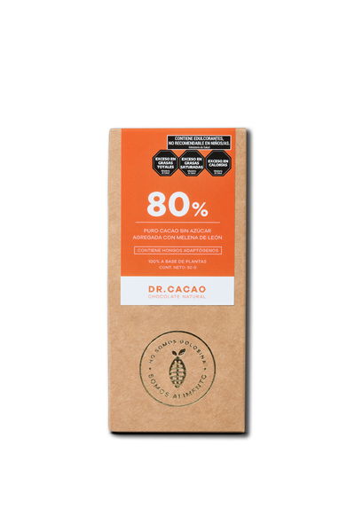 Dr Cacao 80% con Melena de Leon  Sin Azúcar Agregada (50g)