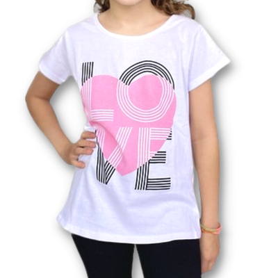 Remera Love Corazón Blanca