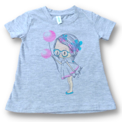 Remera Nena Globos Gris