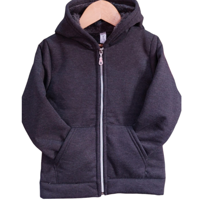 Campera con Piel Gris Topo
