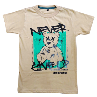 Remera Never Give Beige