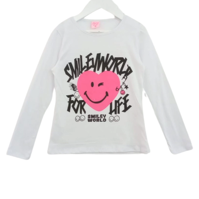 Remera Smiley World Blanca
