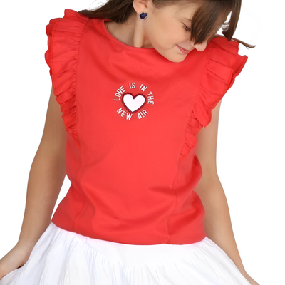 Remera Roja Corazón Blanco