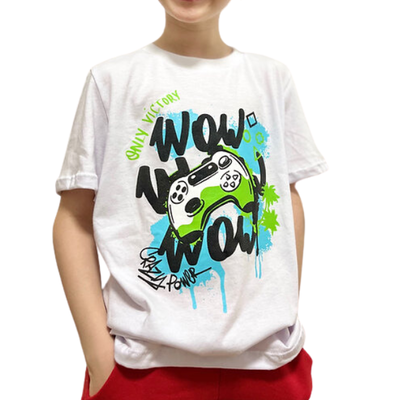 Remera Joystic Wow Blanca