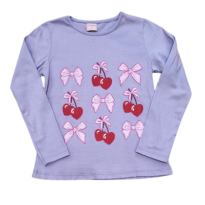 Remera Moños Cerezas Lila