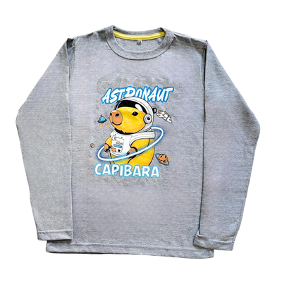 Remera Capybara Astronauta Gris
