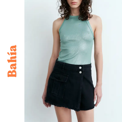 SHORT POLLERA DE JEAN RÍGIDO