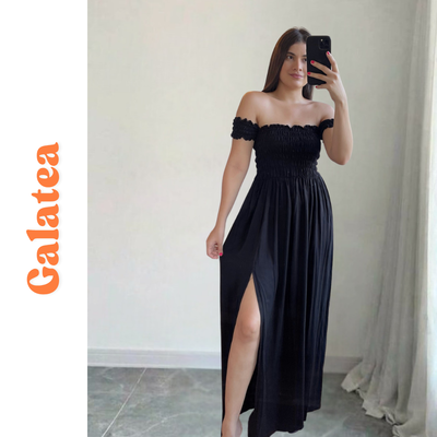 VESTIDO LARGO DE FIBRANA LISO