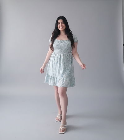 Vestido Corto Fibrana Estampado Floral