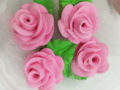 ADORNO FLOR ROSA ESPECIAL AZUCAR  POTE