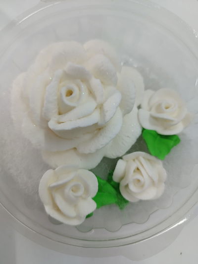 ADORNO FLOR ROSA MEGA + 3 GRANDES  AZUCAR  POTE