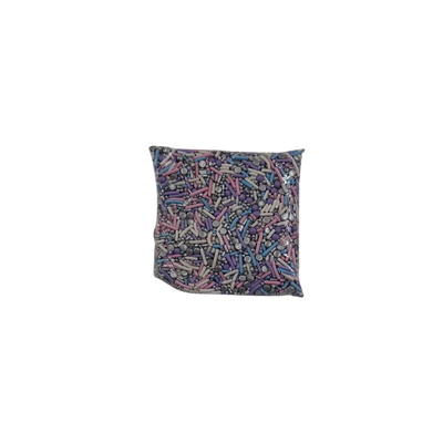 SPRINKLES COMESTIBLES PALITOS LILA ROSA Y PLATEADO x100 grs