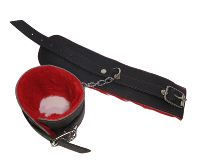 Esposas PELUCHE CADENA GR - KUERO - ROJA