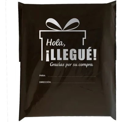 Bolsa [Hola! Llegué] 20x30cm (x10und) NEGRA c/PLATEADO