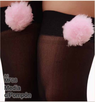 Medias c/POMPOM - NEG/ROSA - PS