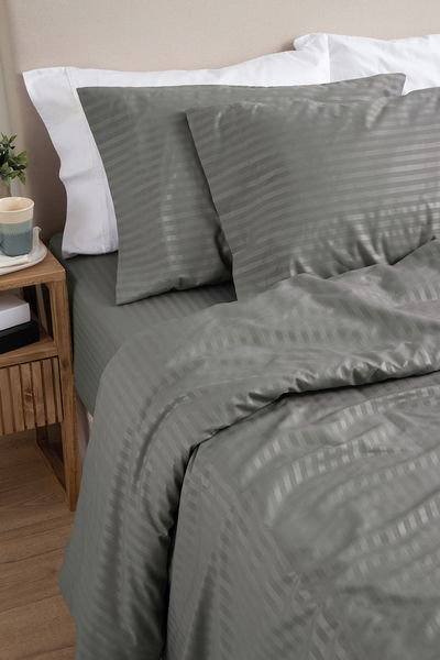 Sabanas Oxford Luxe 600 HQ  Cemento  símil DOBBY emboss. HIGH QUALITY. 1 1//2 pl