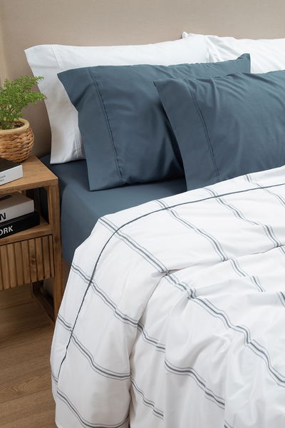 Sábanas Oxford Nep Azul Denin 600 HQ 1 1/2 Plazas