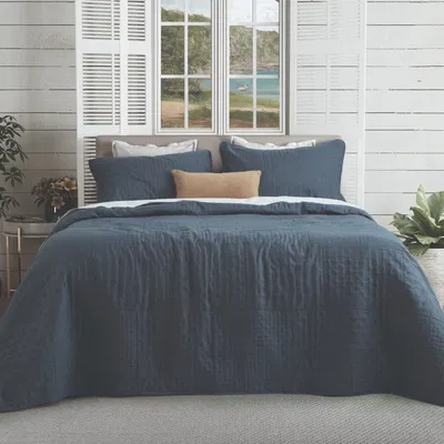 Cover Buzios 1 1/2 pl Azul Indigo Con fundas de almohadas