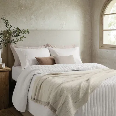 Manta Nórdica De Chenille Pie De Cama/CubreSillón Vison Rayas