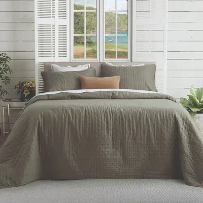 Cover Buzios 1 1/2 pl Verde Seco Con fundas de almohadas