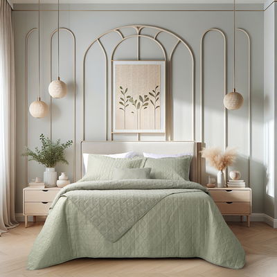 Cover Tokio  King Verde Con fundas de almohadas