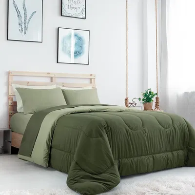 Acolchado Plus Basic Verde Militar  Liso  2 1/2 pl 