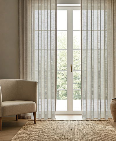 Cortina Berlin Beige camel gasa de algodon