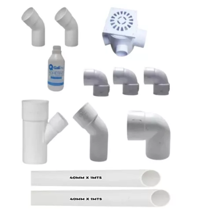 Combo Kit Desague Cloacal P/ Baño C/caños Pvc 110mm Blanco