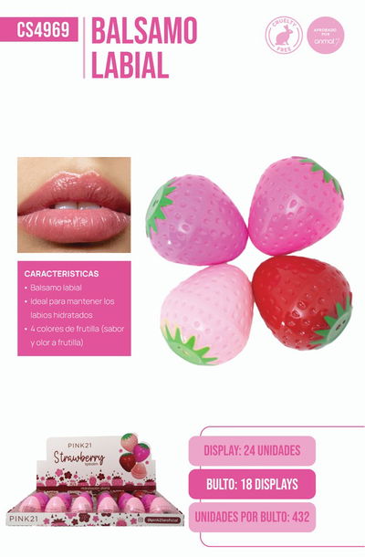 Pink 21 frutilla lip balm 