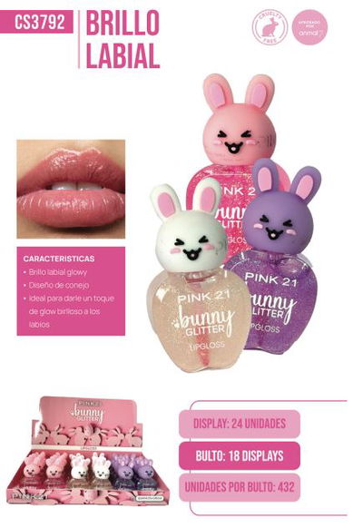 Pink 21 Bunny Glitter Gloss