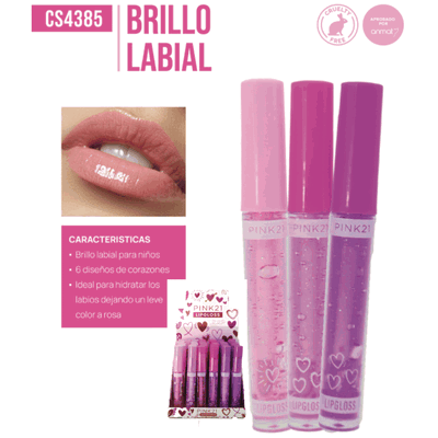 Pink 21 Lip Gloss Rose Heart Caja x36u