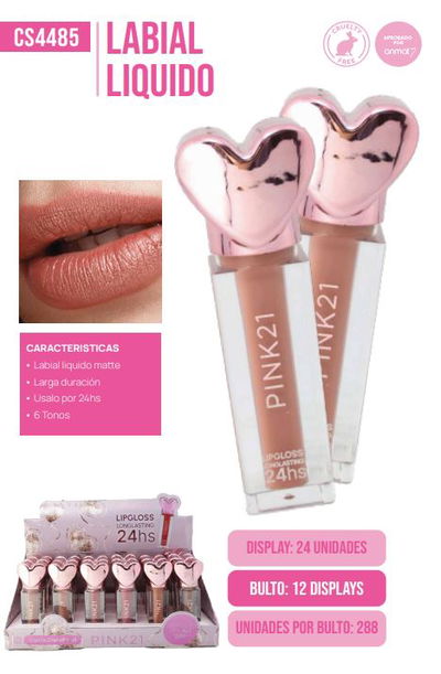 Pink 21 lipgloss longlasting 24hs