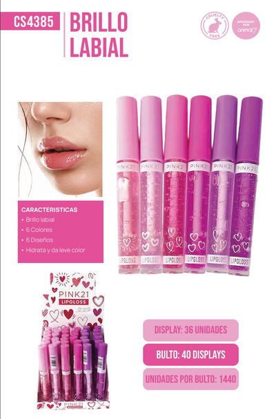 Pink 21 Lip Gloss Brillo