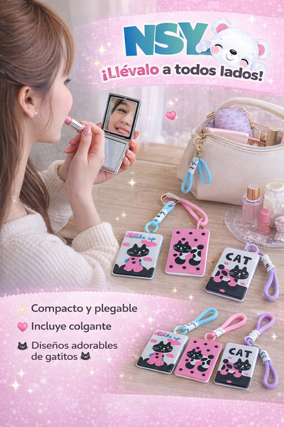 Espejo de cartera con llavero