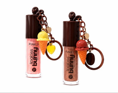 Pink 21 Lip Gloss Bunny Icecream + Llavero