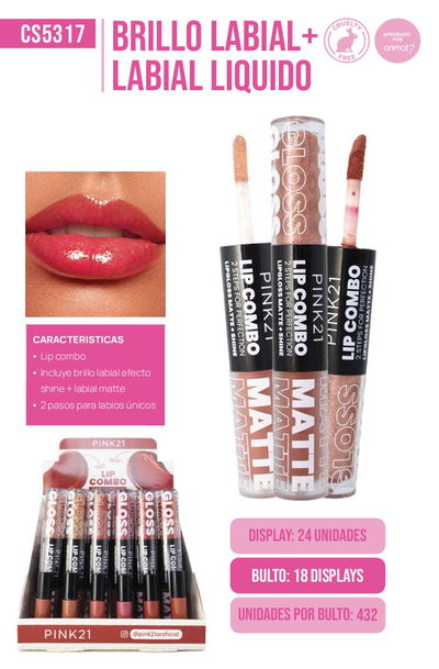 Pink 21 Combo Lip Gloss + Lip Matte