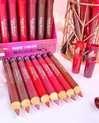 Set de 8 Delineadores de labios Kiss Beauty