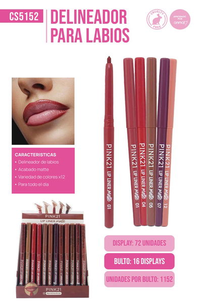 Pink 21 Delineador de Labios mate x12