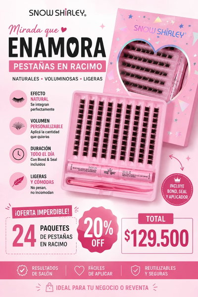 OFERTA  por 24 Kit para Extension de pestañas Shirley