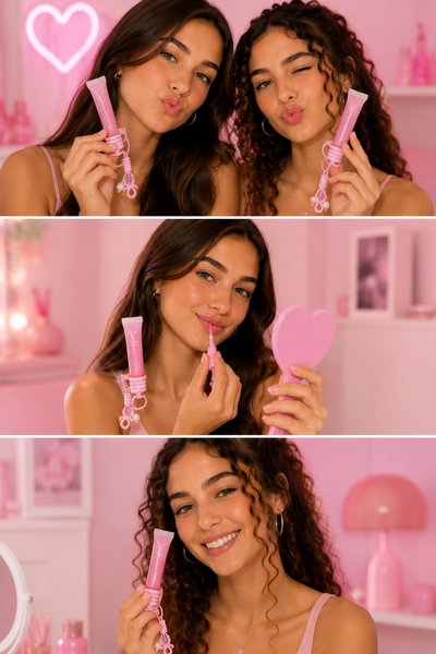 Pink 21 Lip Gloss Pink Charm + Llavero