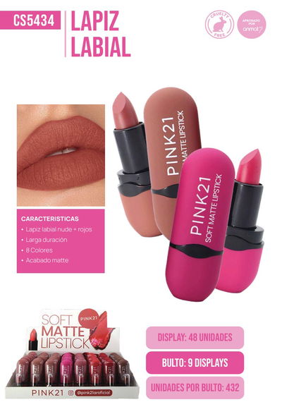 Pink 21 Labial Barra Soft Matte