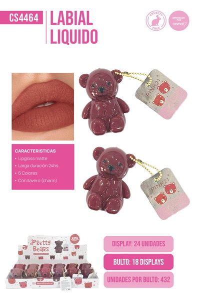 Pink 21 Labial Liquido Pretty Bears 
