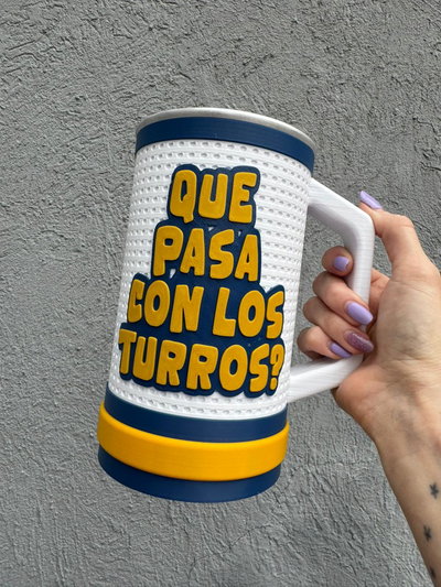 JARRA 1 LITRO BOCA QUE PASA CON LOS TURROS? BLANCO Y AZUL PROFUNDO