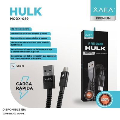 CABLE USB HULK TIPO C – XAEA – NEGRO