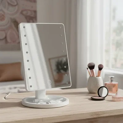 ESPEJO LED LUZ FRIA A PILA Y USB